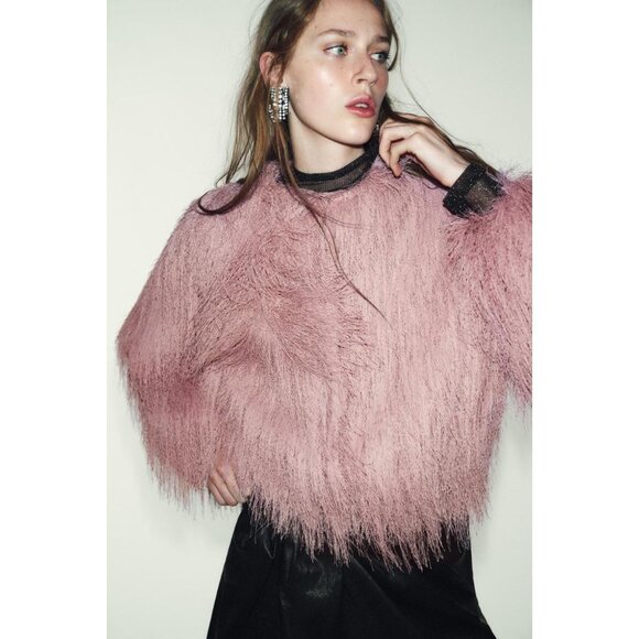 ZARA FRINGED BOMBER JACKET - Picture 1 of 9